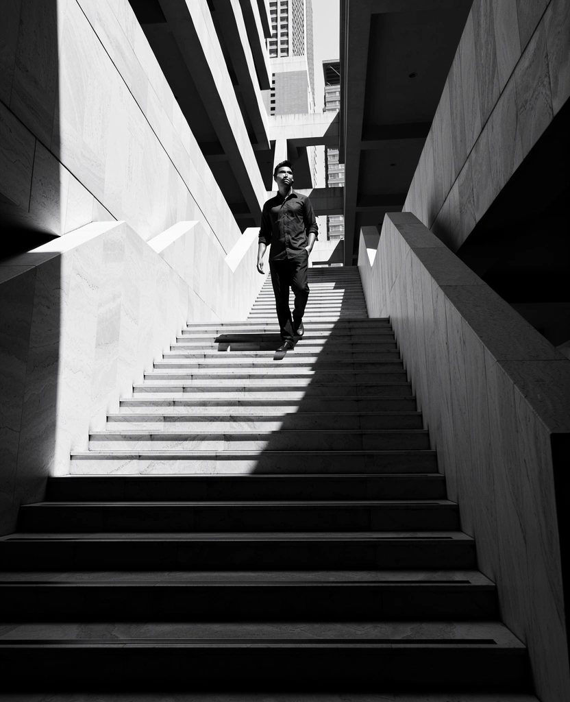 Architectural staircase representing career progression